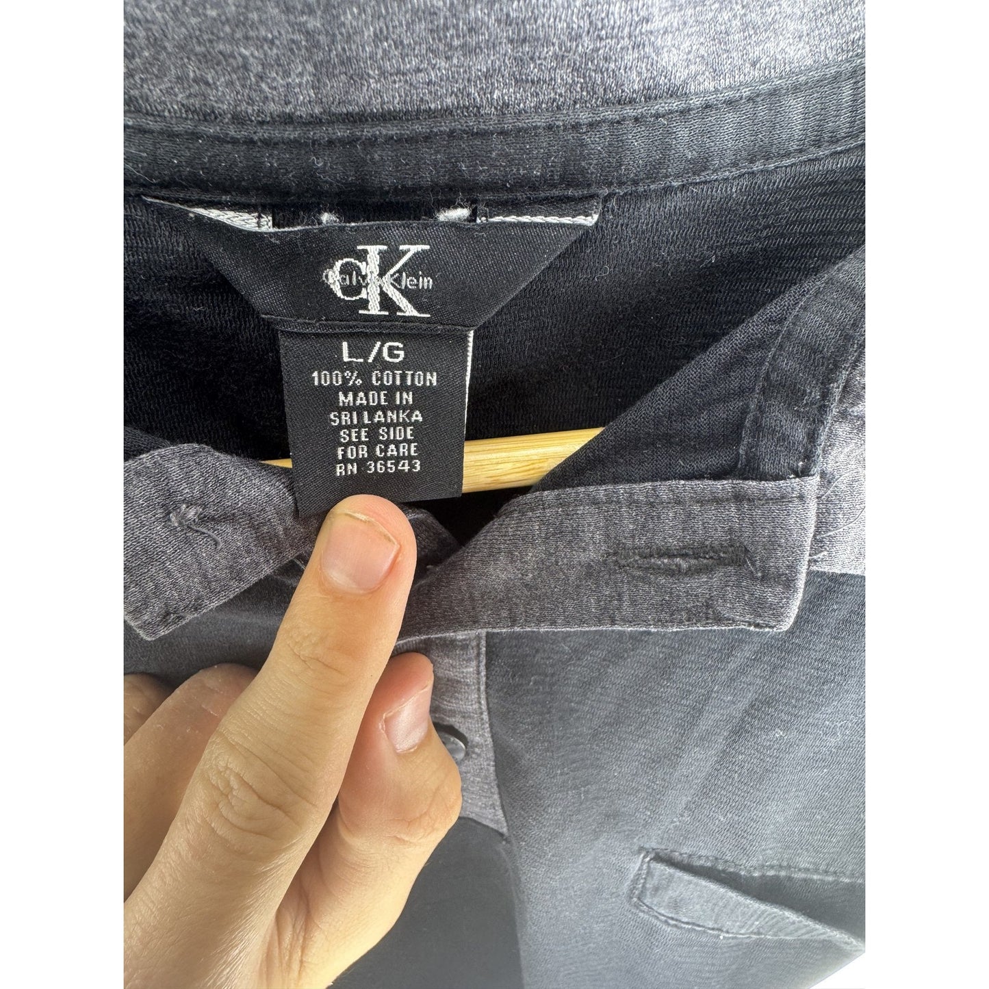 Calvin Klein Polo Shirt Black Gray Pocket Short Sleeve