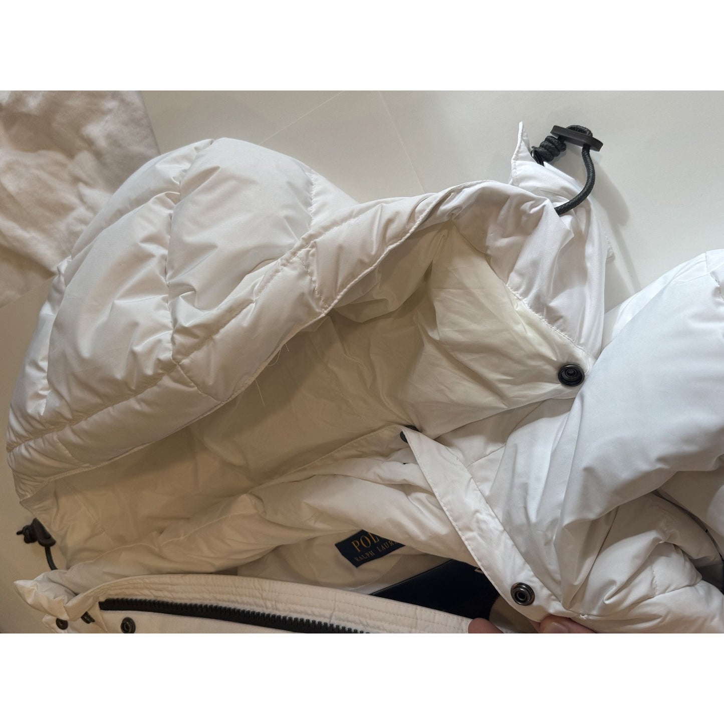 Polo Ralph Lauren Puffer Jacket White Winter Parka Patch