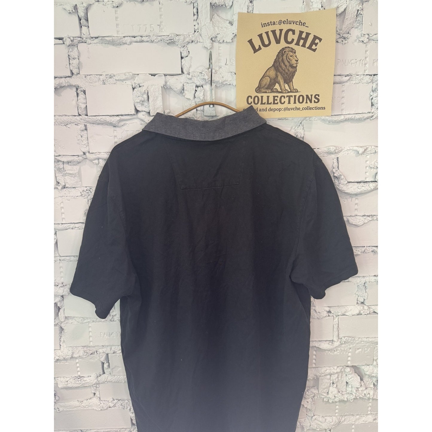 Calvin Klein Polo Shirt Black Gray Pocket Short Sleeve