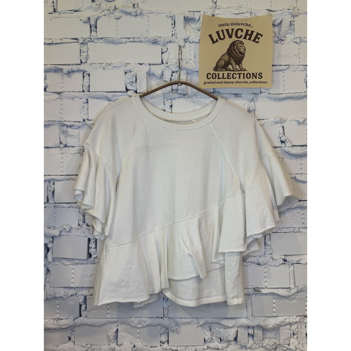 Cinq à Sept Womens XS White Ruffle Tiered Short Sleeve Top