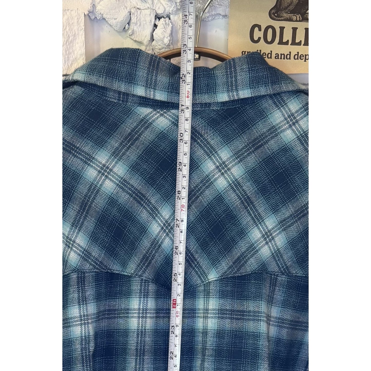 Wrangler Wrancher Shirt Mens XL Blue Plaid Flannel Western