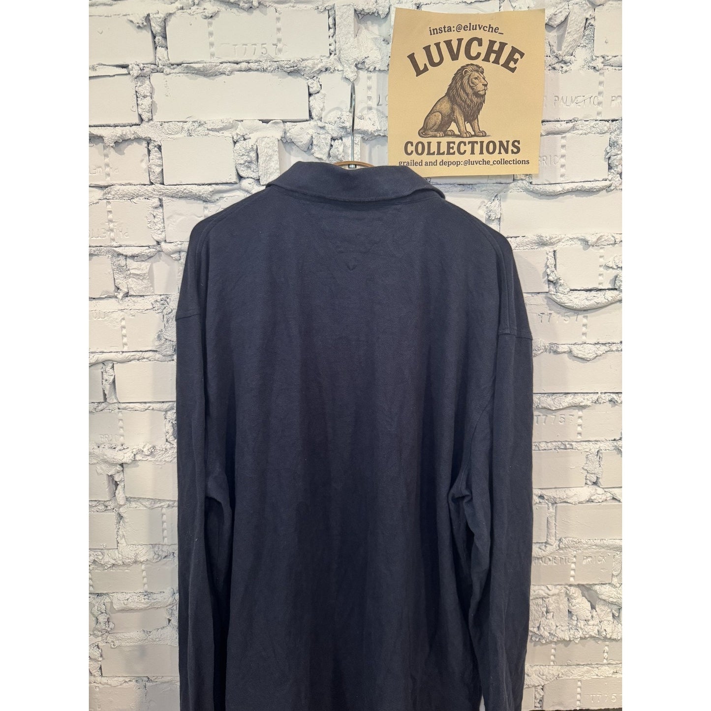 Tommy Hilfiger Shirt Mens XL Navy Blue Classic Fit Long Sleeve Polo 100% Cotton