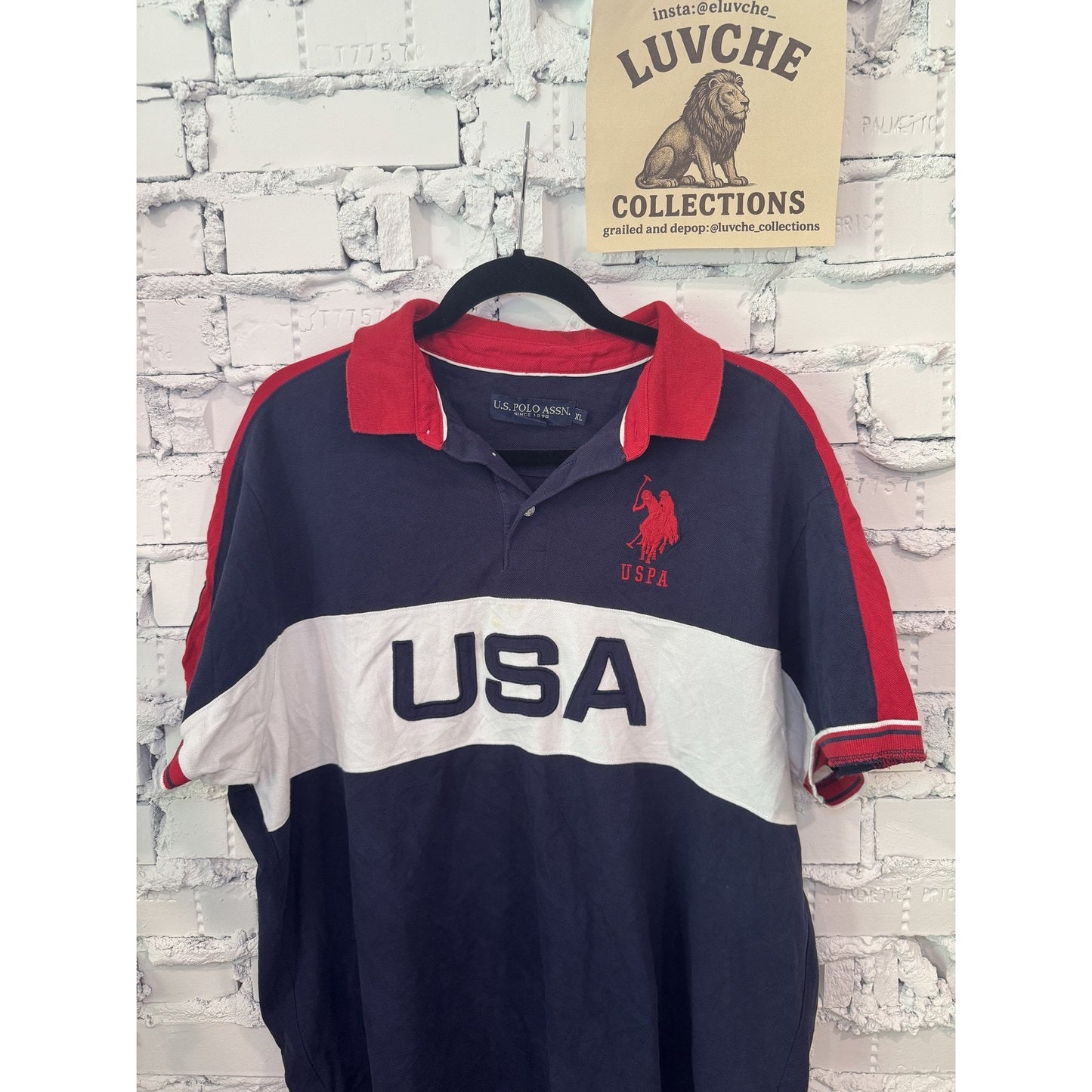 U.S. Polo Assn Blue Red White USA Polo Retro Crest XL
