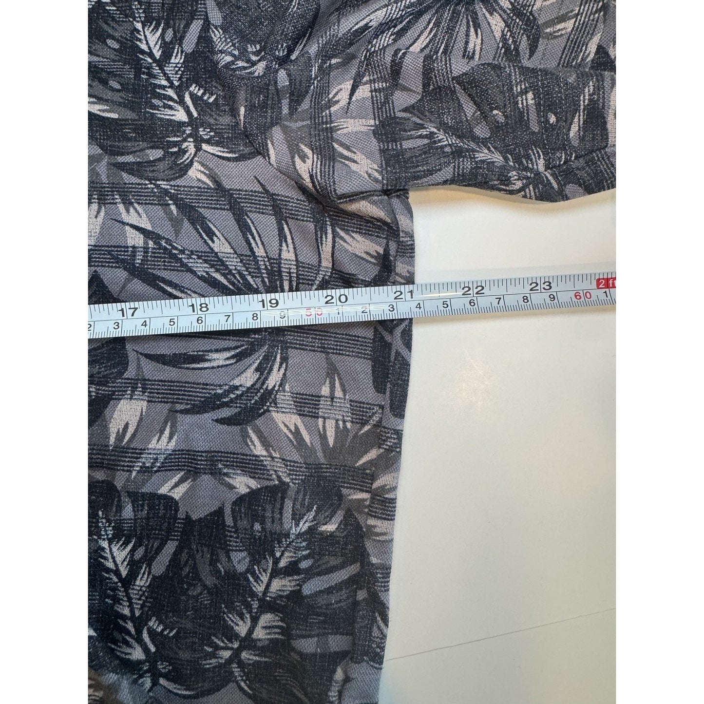 Travis Mathew L Gray Black Leaf Print Polo