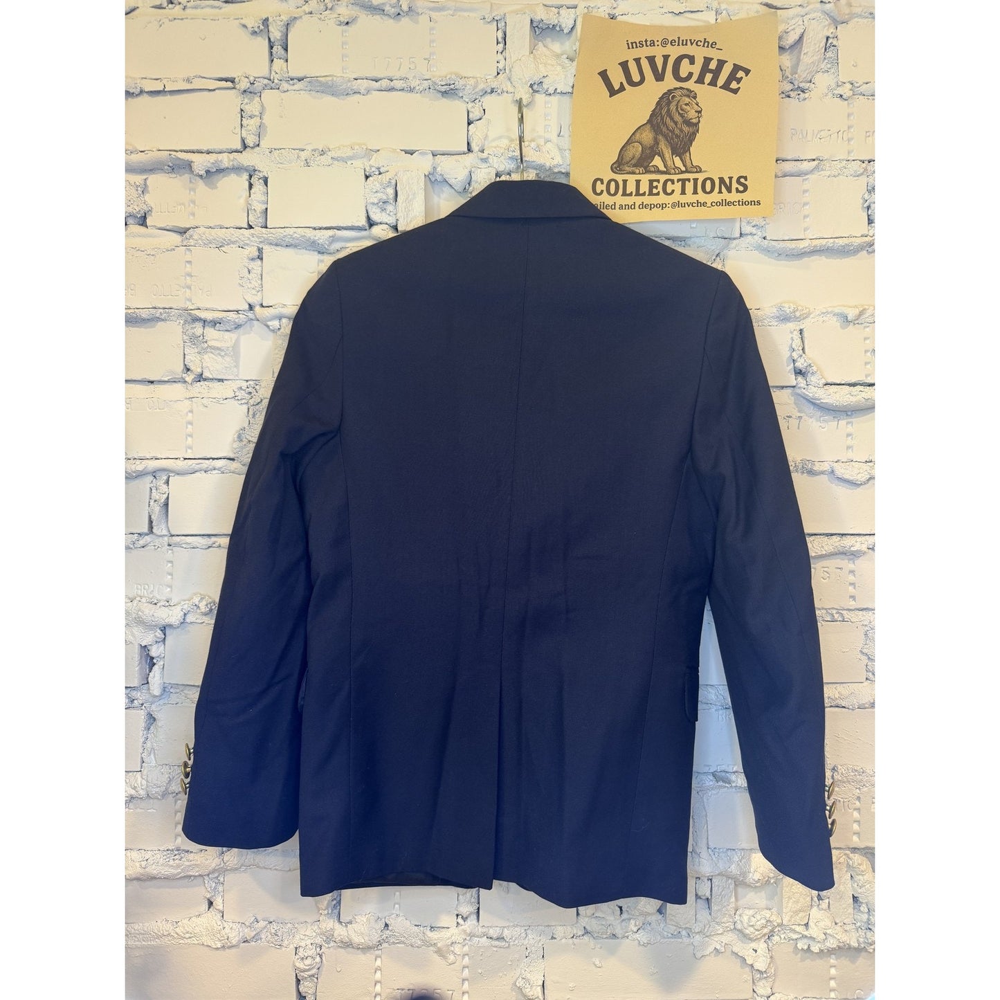 Chaps Blazer Kids 10 Navy Blue Wool Blend Gold Button Sport Coat Jacket