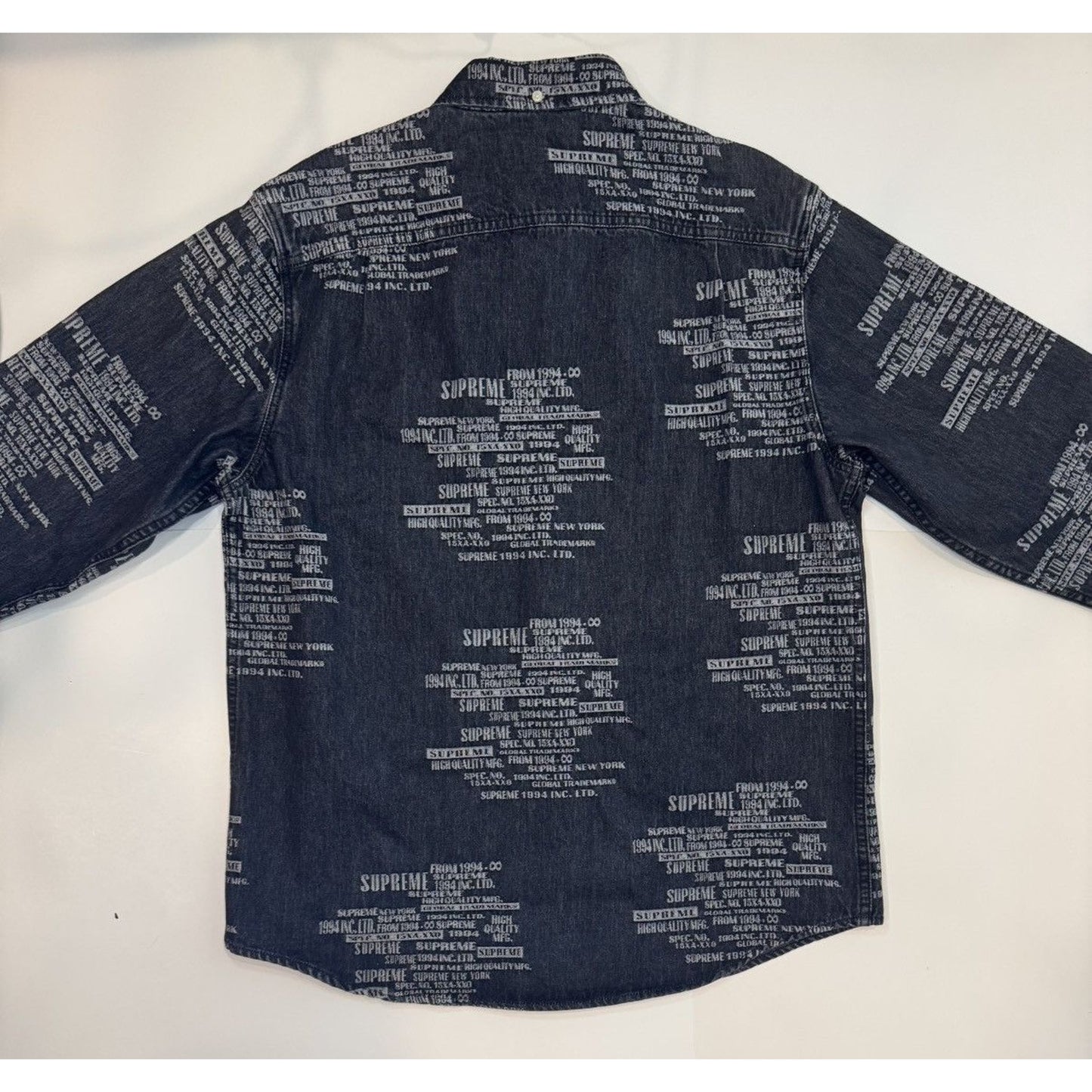 Supreme Black Denim Text Print M Button-Up