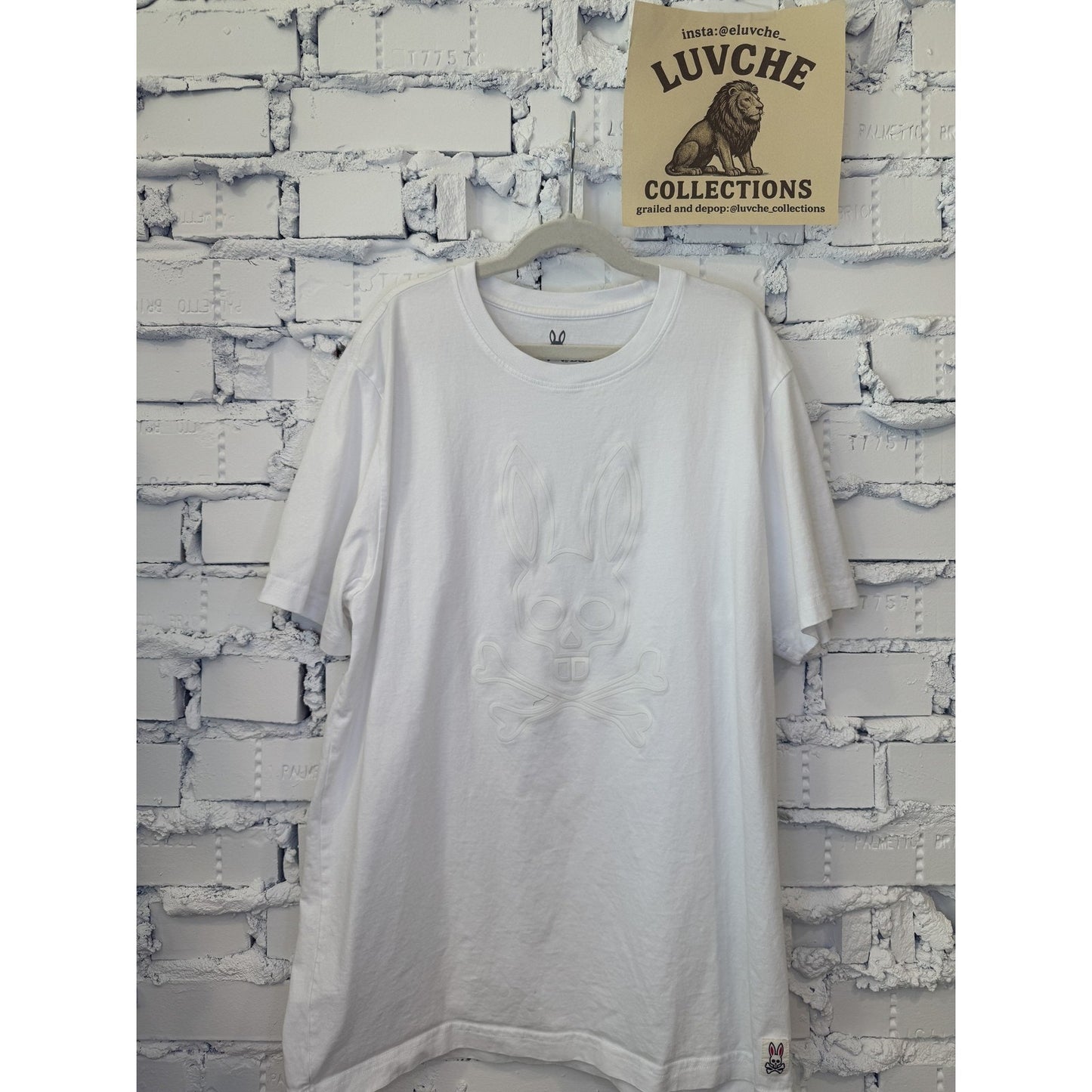 Psycho Bunny L White Cotton Skull Bunny Tee
