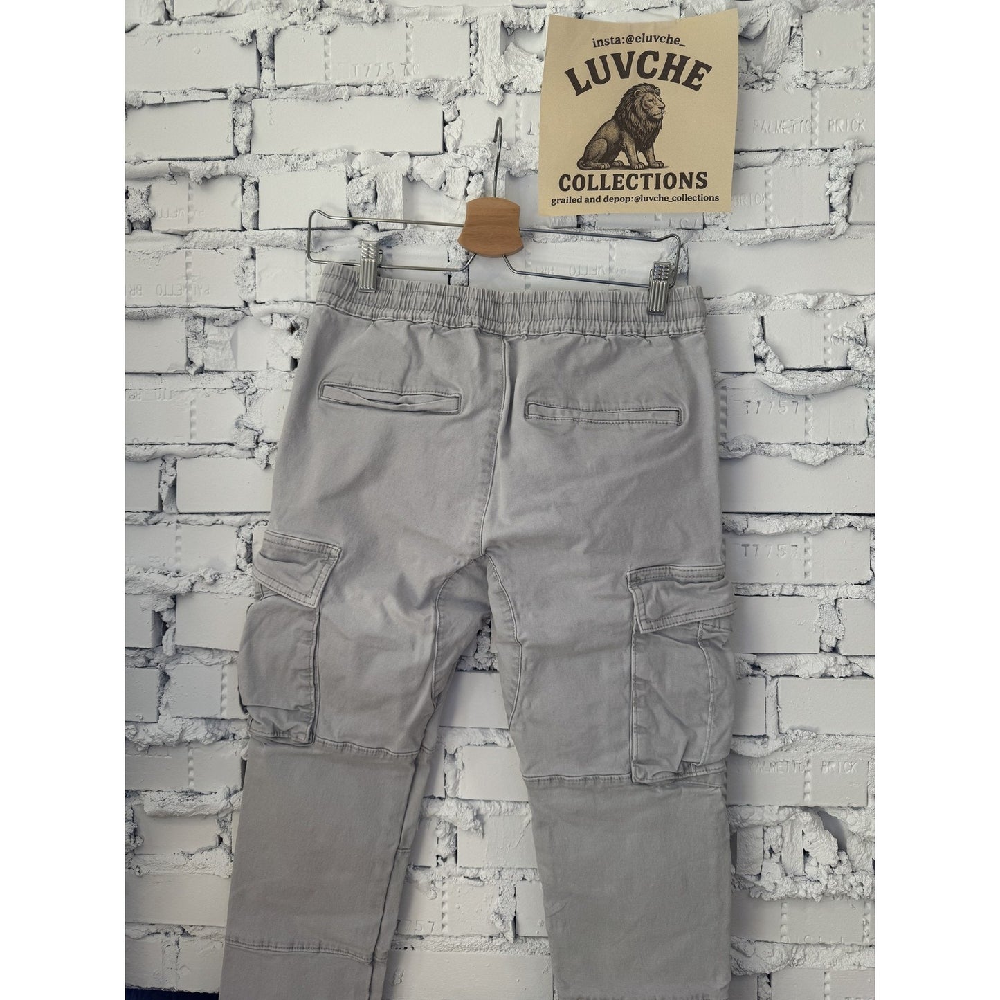 Pacsun Cargo Pants Gray Elastic Waist Drawstring Hem