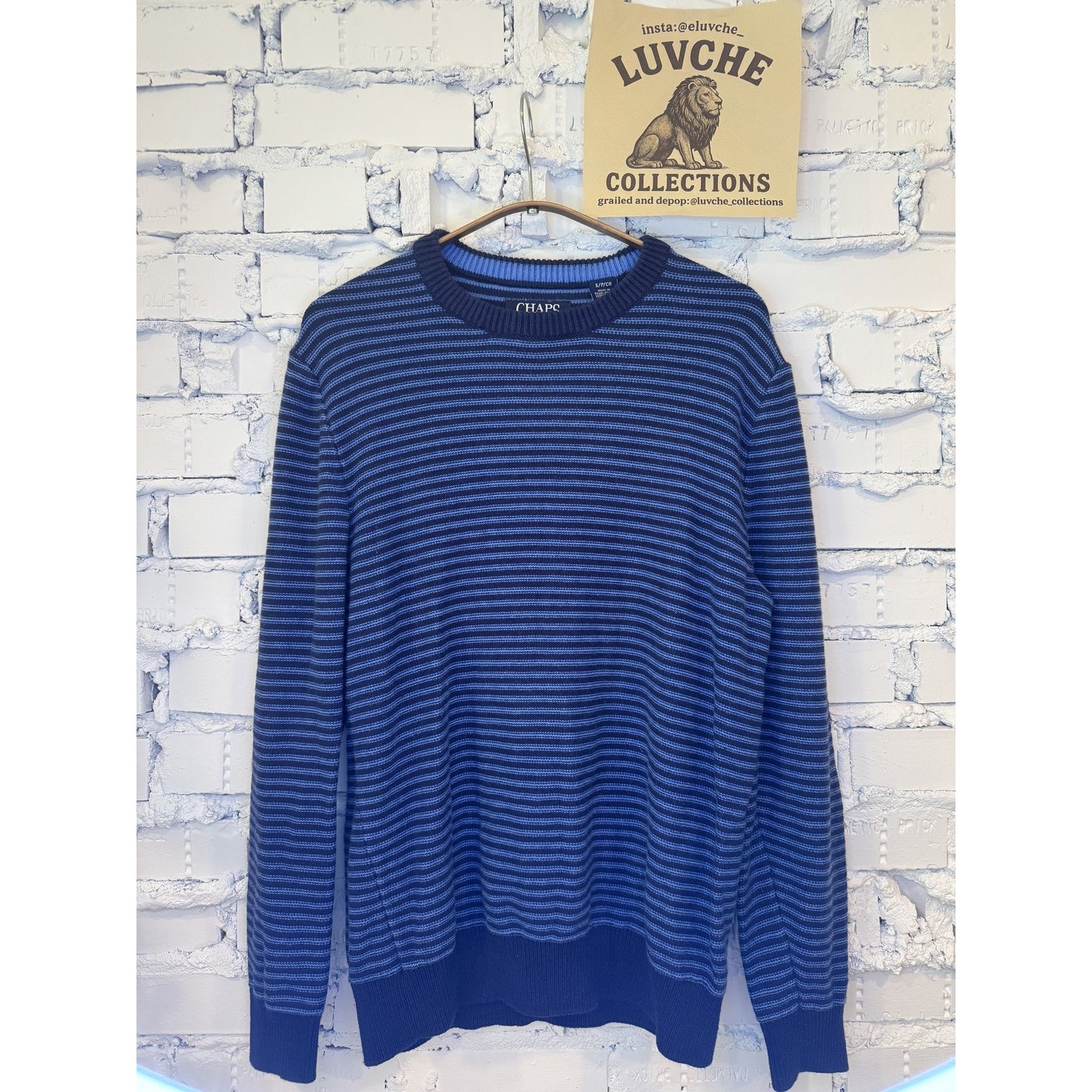 Chaps Sweater Striped Crewneck Pullover Classic Knit