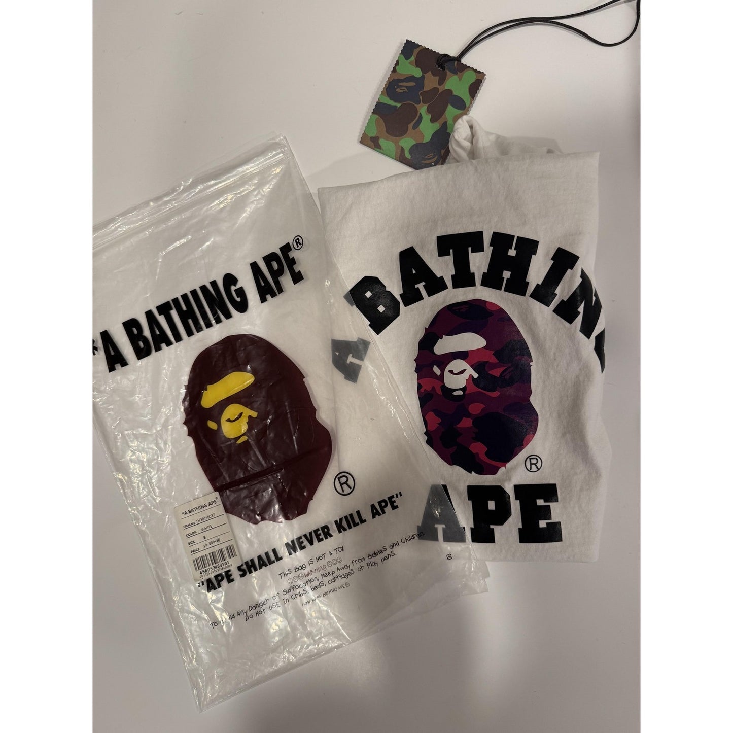 A Bathing Ape Mens M White Purple Camo Bape Tee