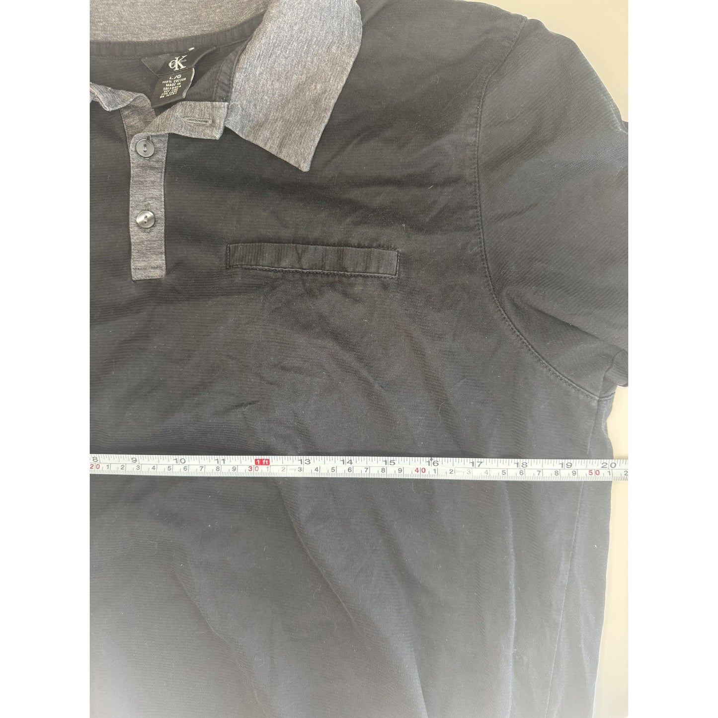 Calvin Klein Polo Shirt Black Gray Pocket Short Sleeve