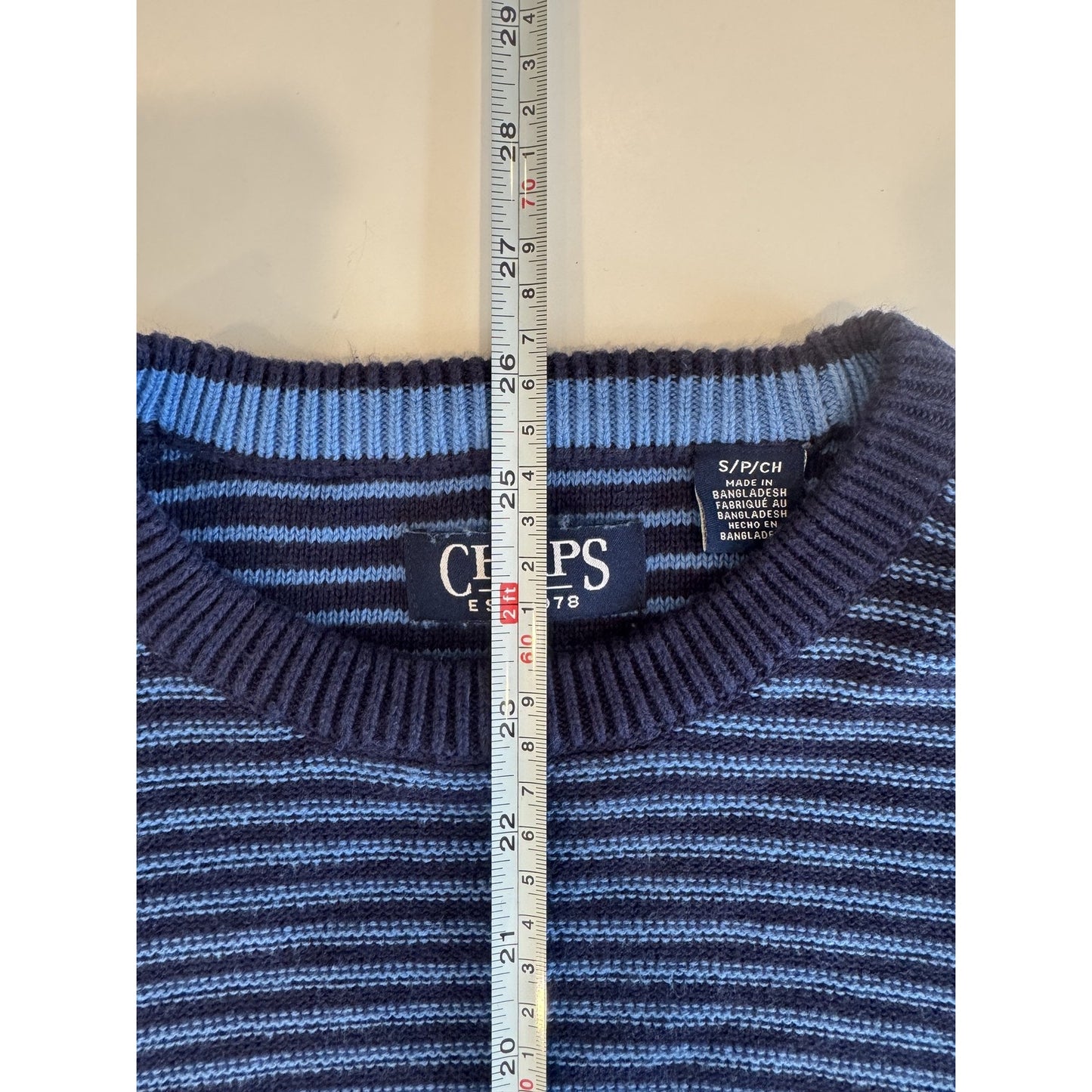 Chaps Sweater Striped Crewneck Pullover Classic Knit