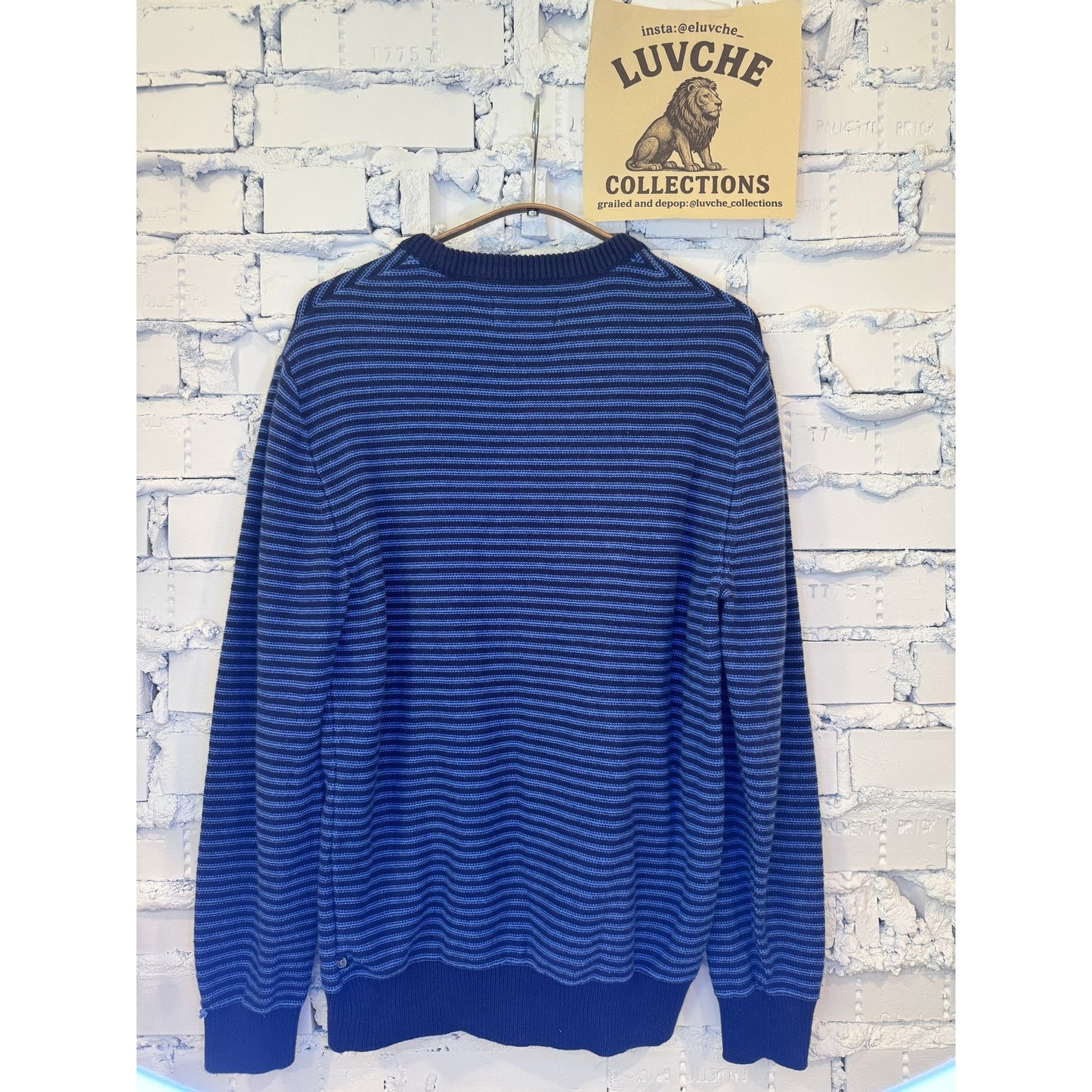 Chaps Sweater Striped Crewneck Pullover Classic Knit