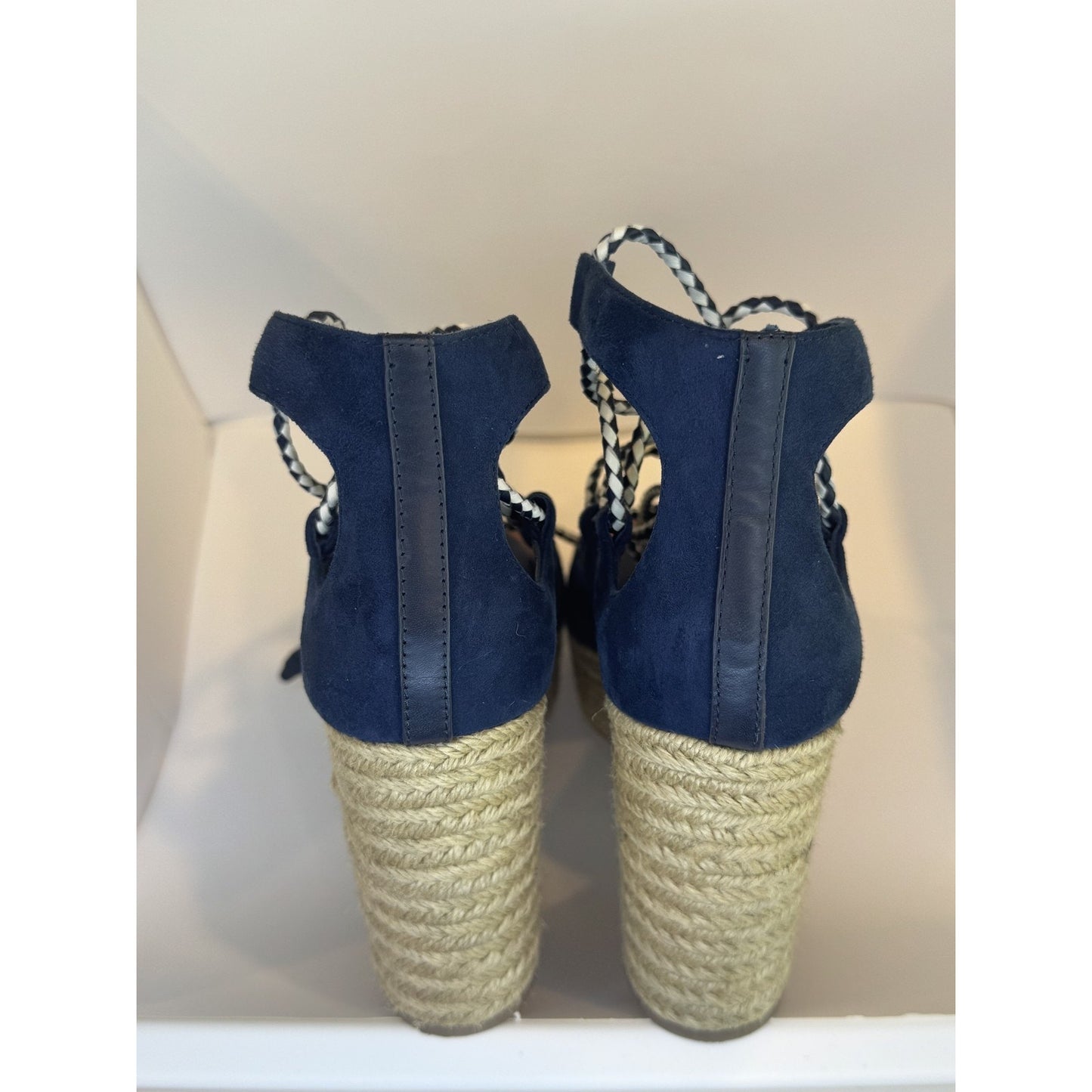 Tory Burch Womens Size 7 Suede Platform Wedge Lace Up Sandals