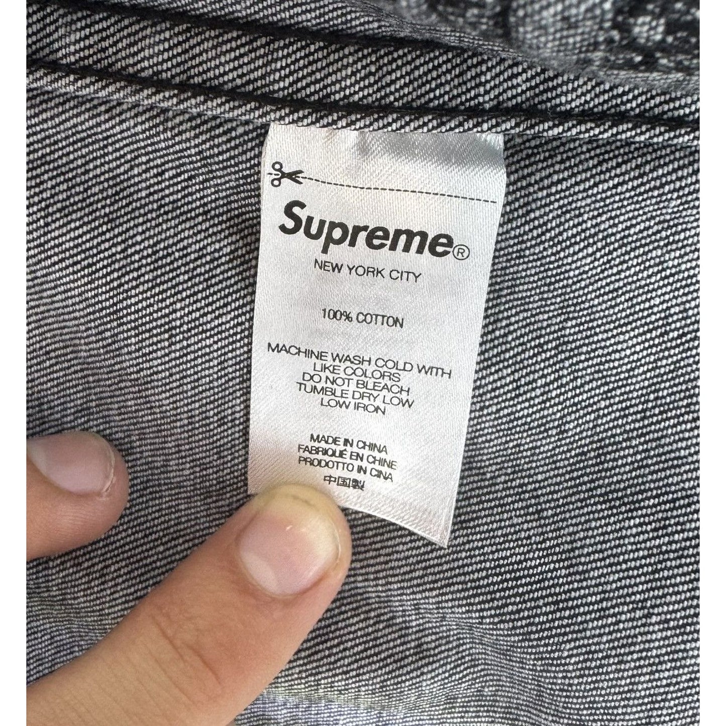 Supreme Black Denim Text Print M Button-Up