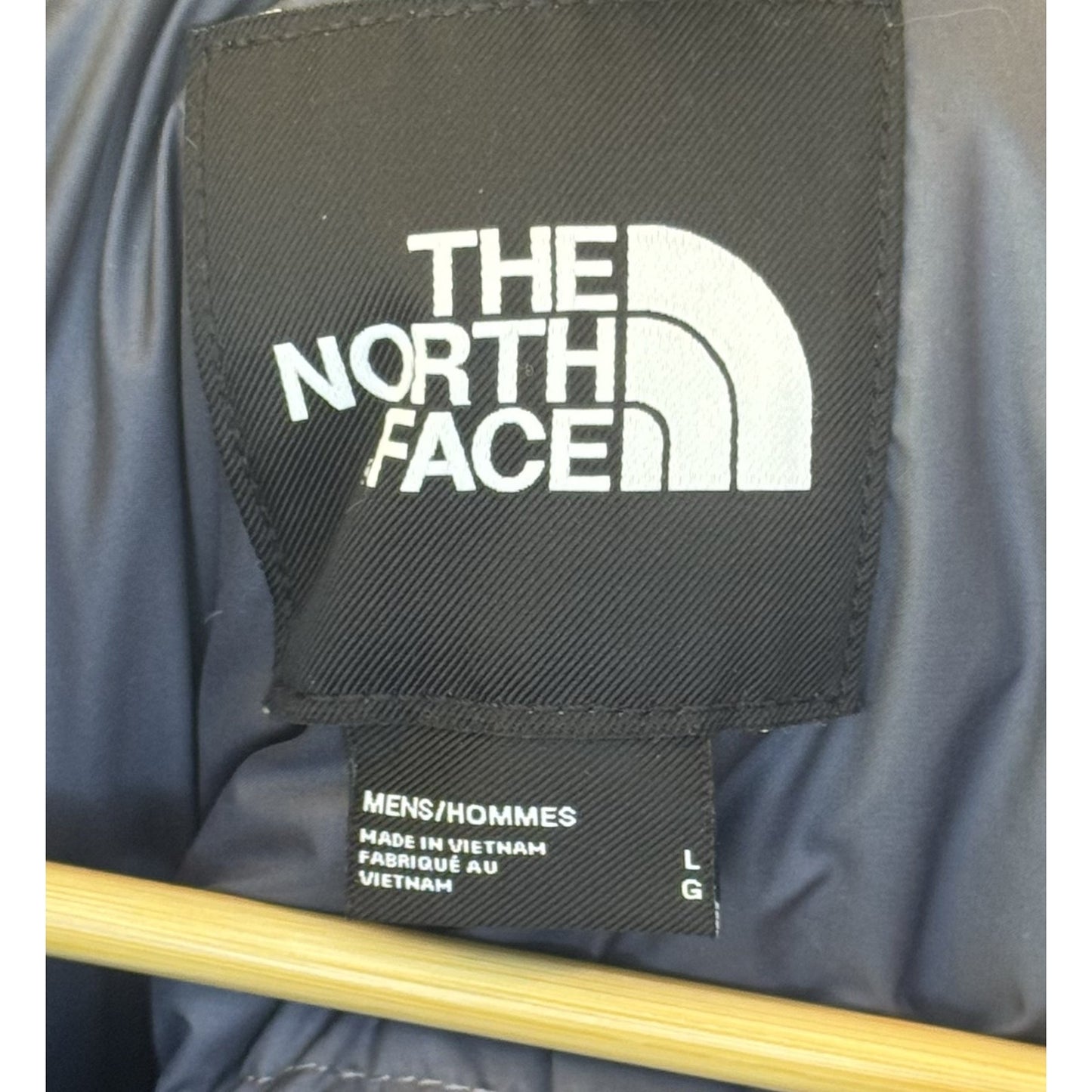 North Face Mens Large Gray Black Down Fur Hood Winter Coat
