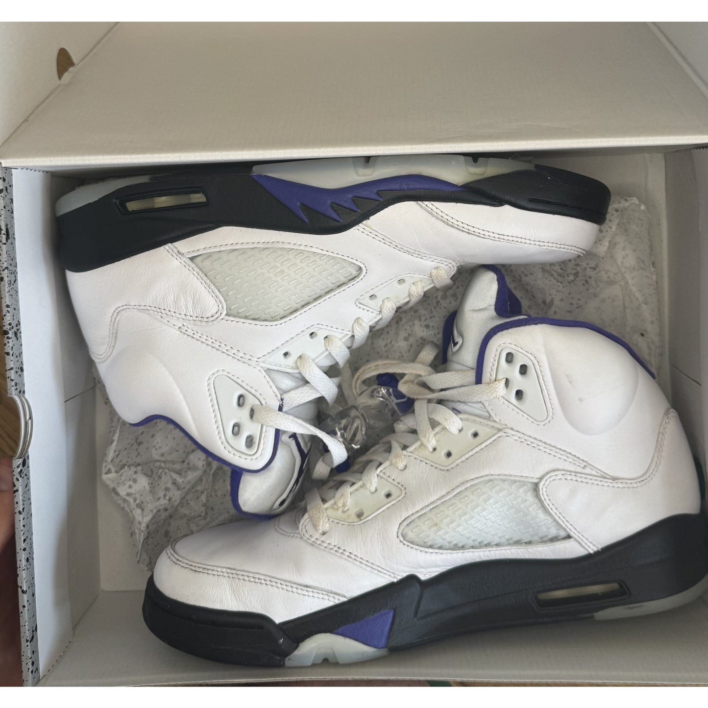 Air Jordan 5 Retro Shoes White Dark Concord Black W OG Box