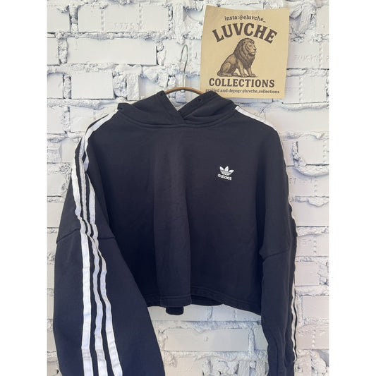 Adidas Womens S Cropped Three Stripes Pullover