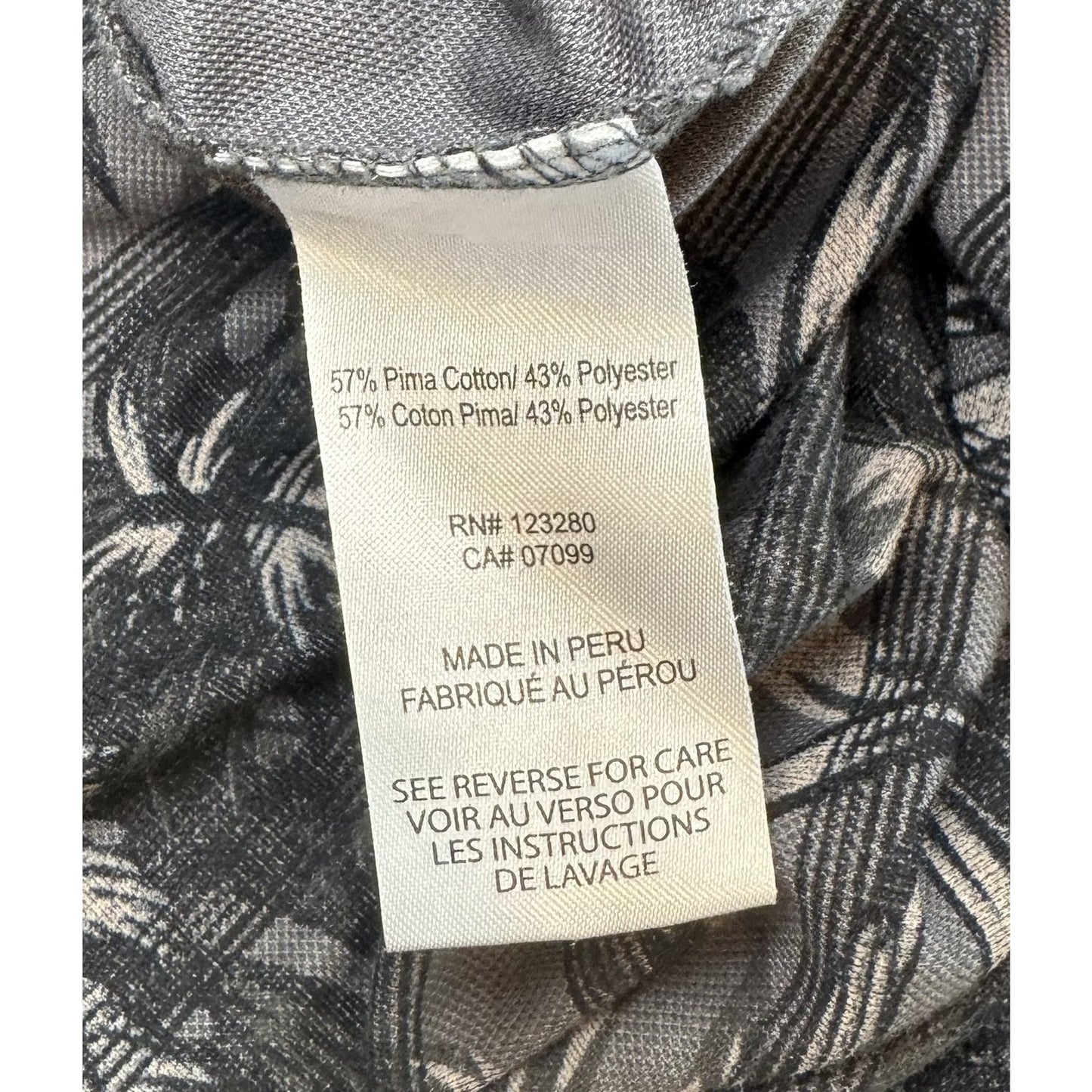 Travis Mathew L Gray Black Leaf Print Polo