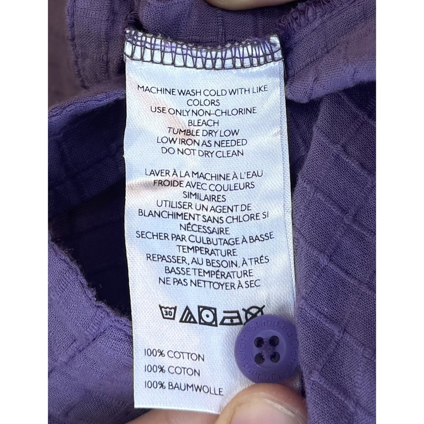 Standard Cloth L Purple Pocket Short Sleeve Button Up