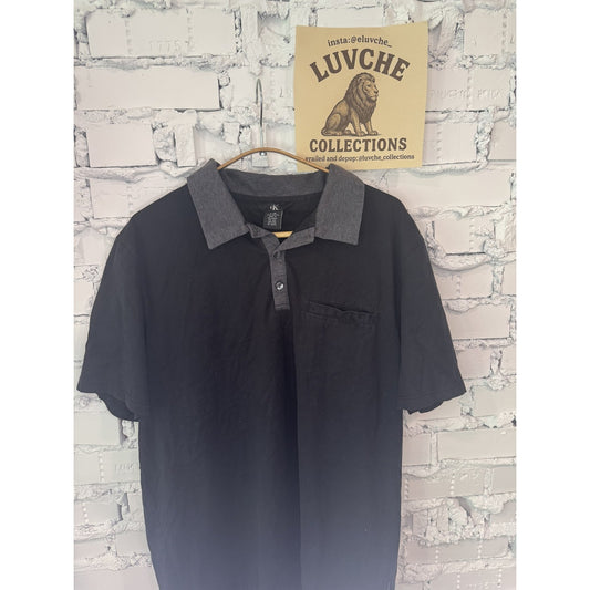 Calvin Klein Polo Shirt Black Gray Pocket Short Sleeve
