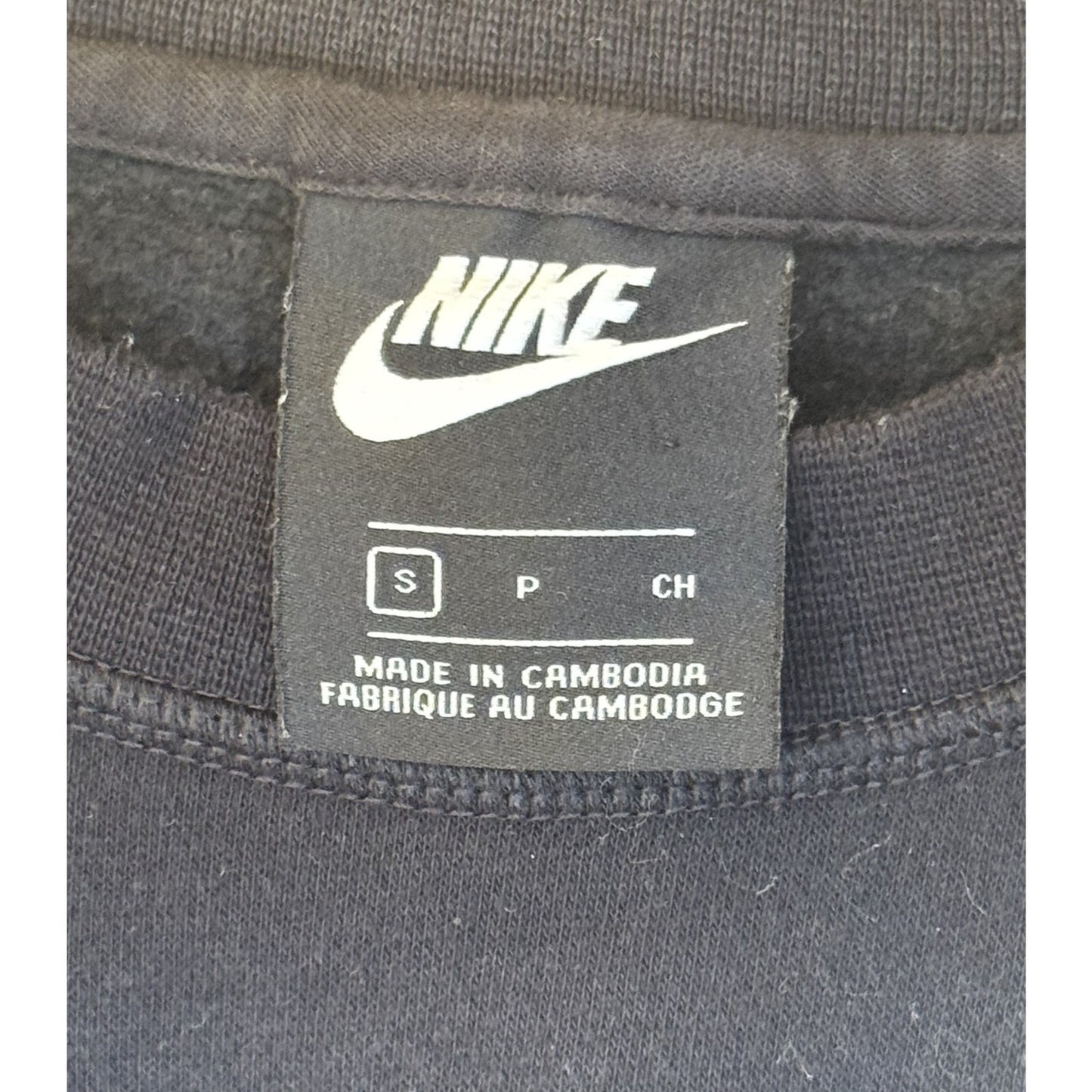 Nike Womens S Black White Crewneck Cropped Swoosh Logo Sweatshirt