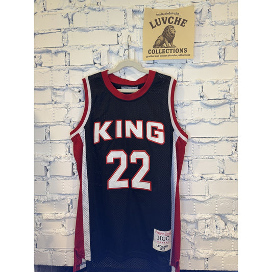 King Basketball S Jersey Black Red Leonard NCAA Throwback