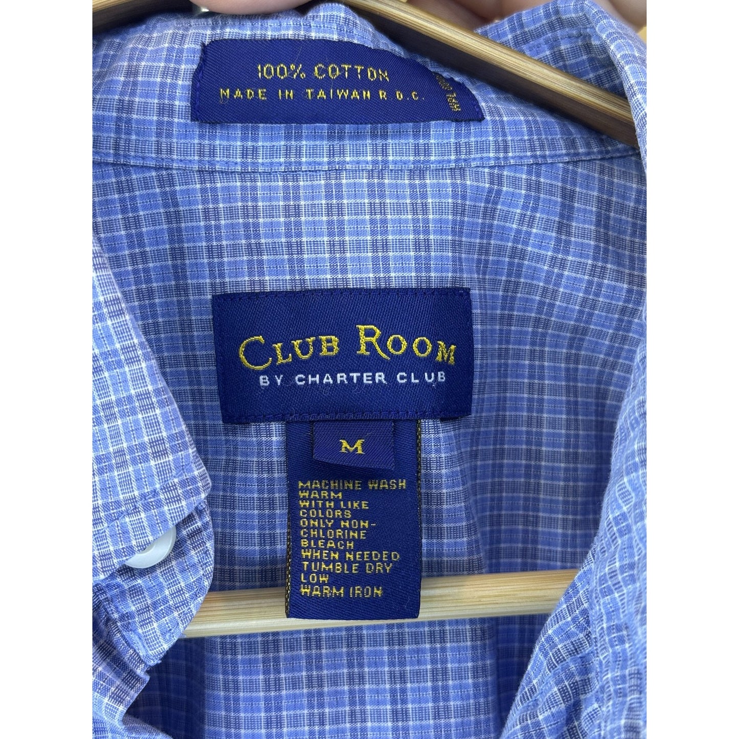 Club Room Mens M Plaid Short Sleeve Button Up Casual Summer