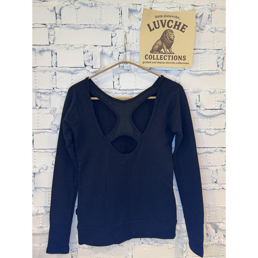 59 Womens Black Open Back Cutout Long Sleeve XS Pullover