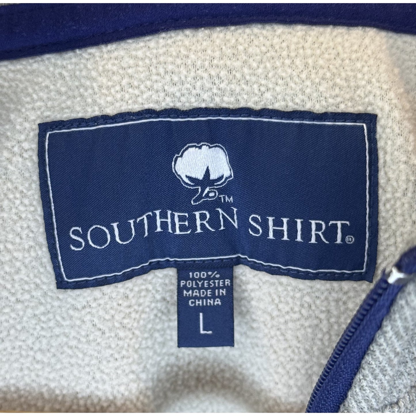 Southern Shirt Pullover Mens L Gray Quarter Zip w Pocket