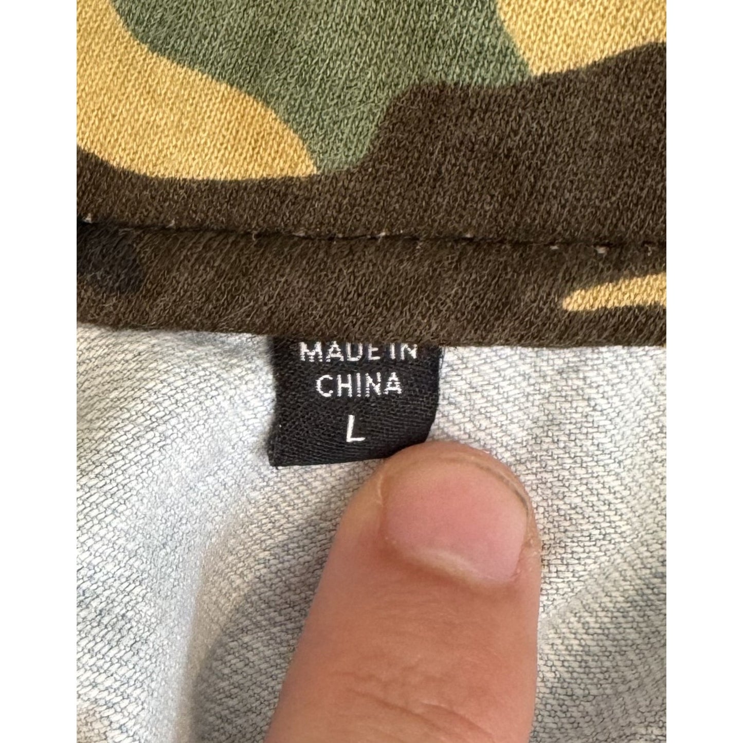 Fashion Nova Mens Large Blue Denim Camo Jean Jacket Outerwear