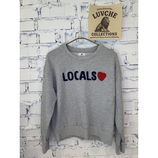 Sundry Womens XS Gray Locals Heart Sweatshirt
