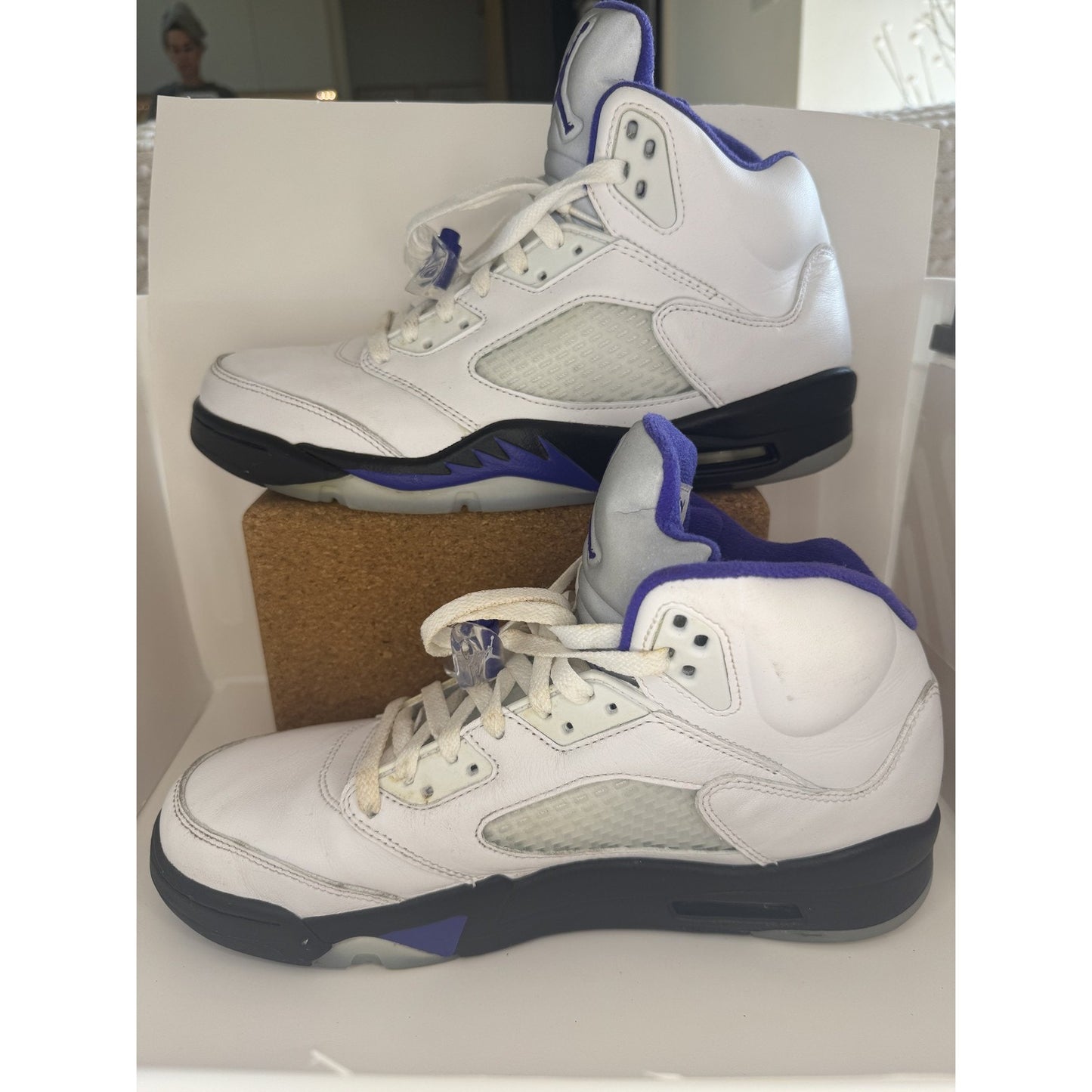 Air Jordan 5 Retro Shoes White Dark Concord Black W OG Box