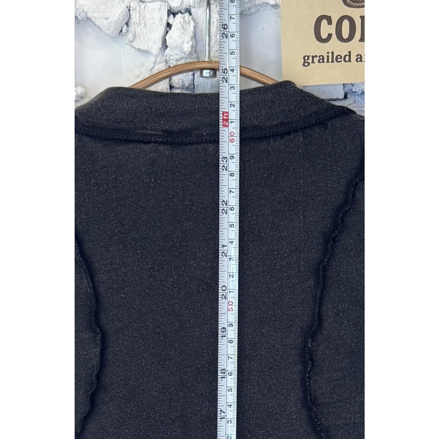 Pilcro Womens S Black Long Sleeve Raw Edge Detail Fitted Top