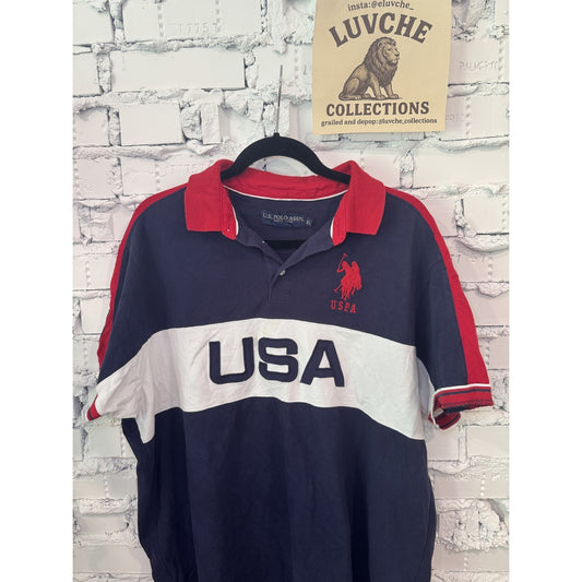 U.S. Polo Assn Blue Red White USA Polo Retro Crest XL