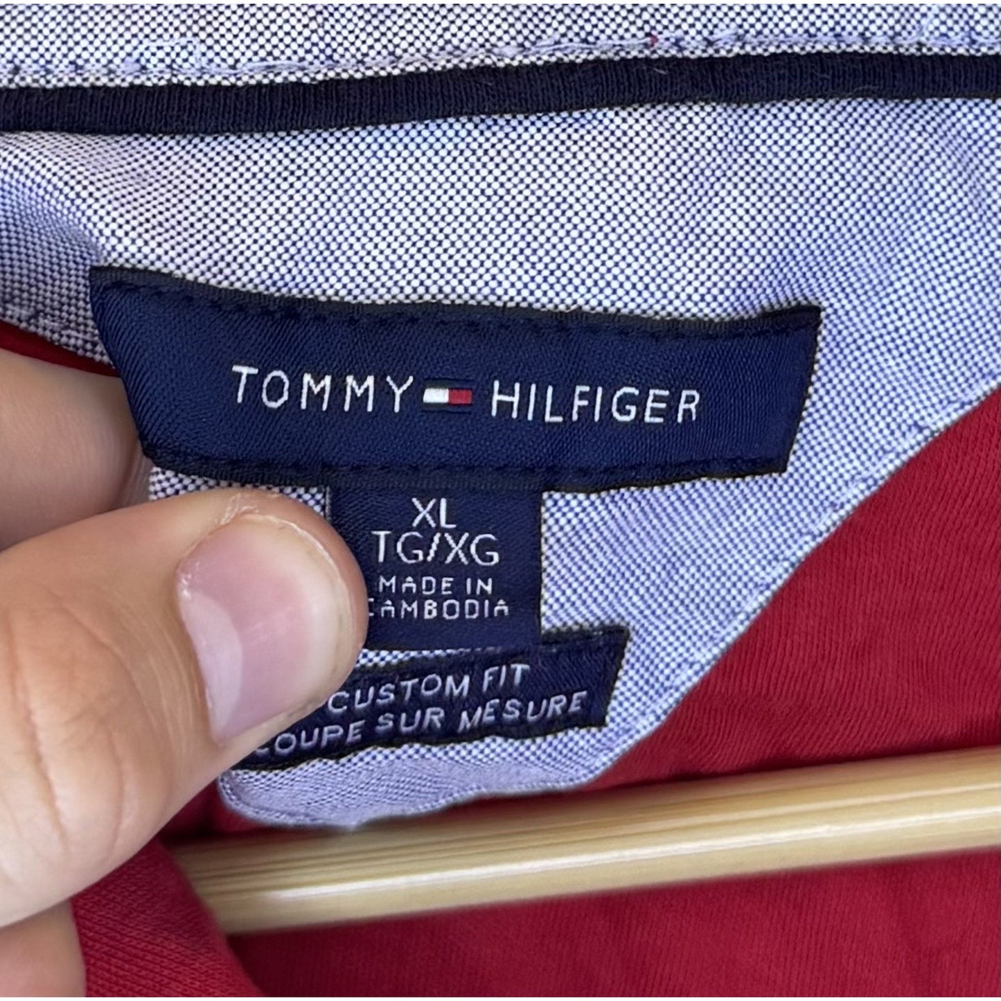 Tommy Hilfiger Shirt Mens XL Red Custom Fit Polo