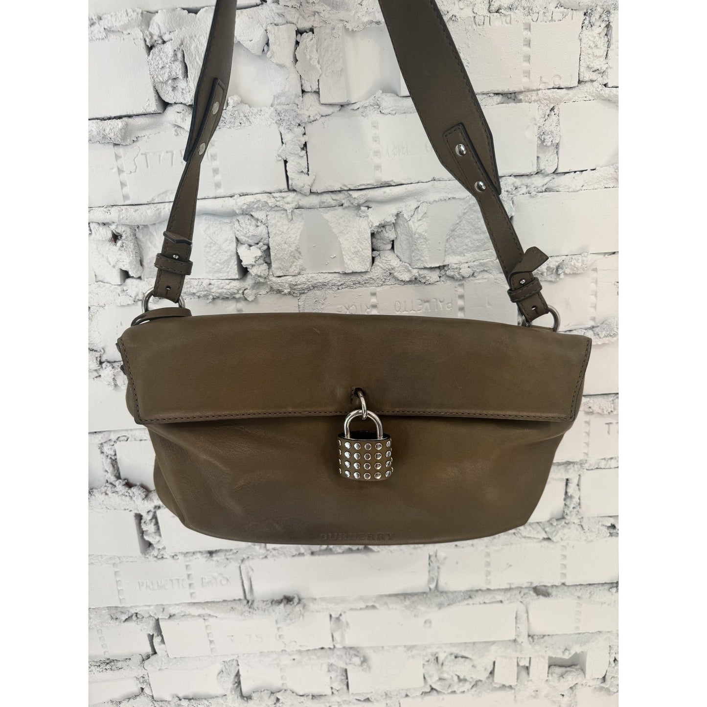 Burberry Shoulder Bag Authentic Leather Studded Lock