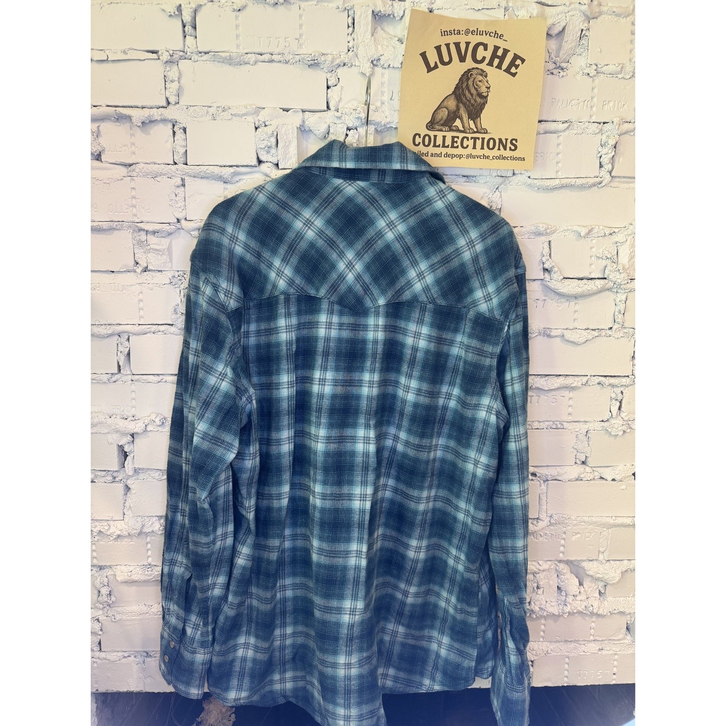 Wrangler Wrancher Shirt Mens XL Blue Plaid Flannel Western