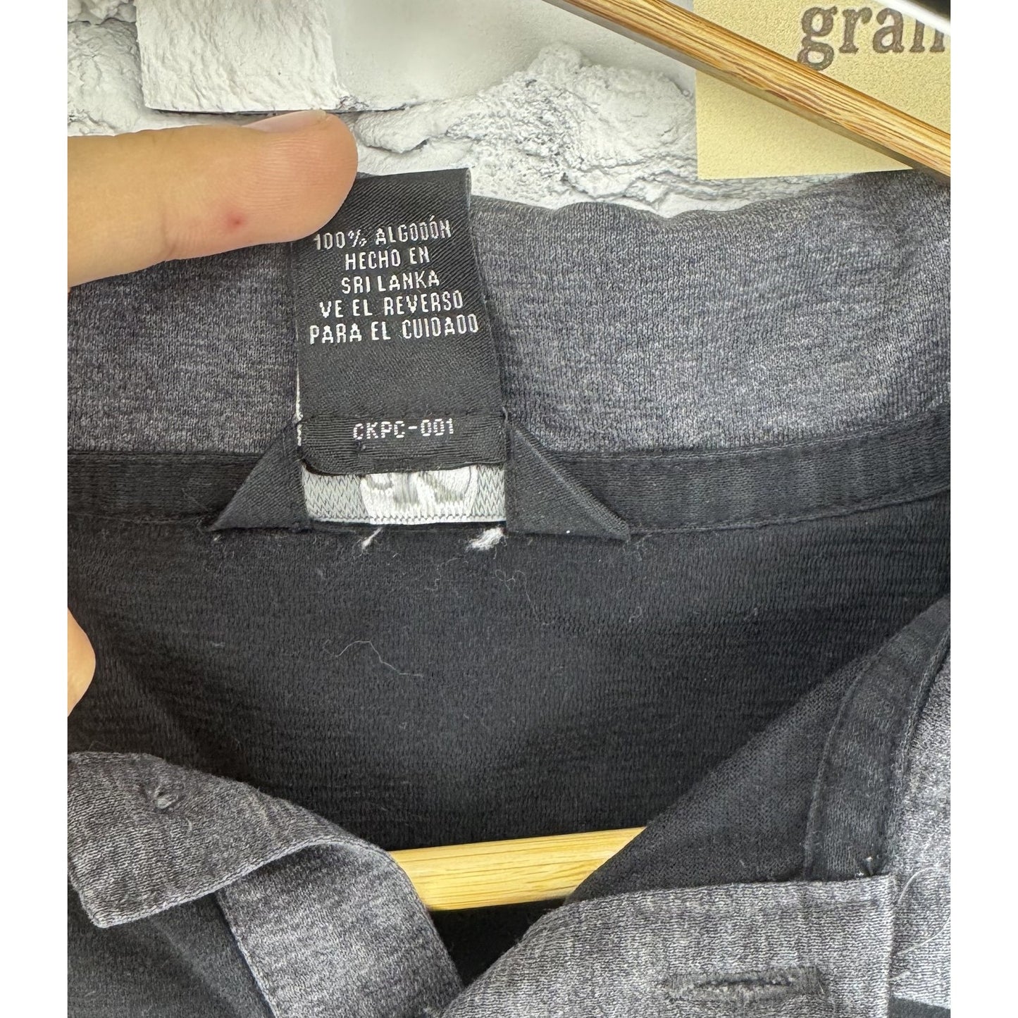 Calvin Klein Polo Shirt Black Gray Pocket Short Sleeve