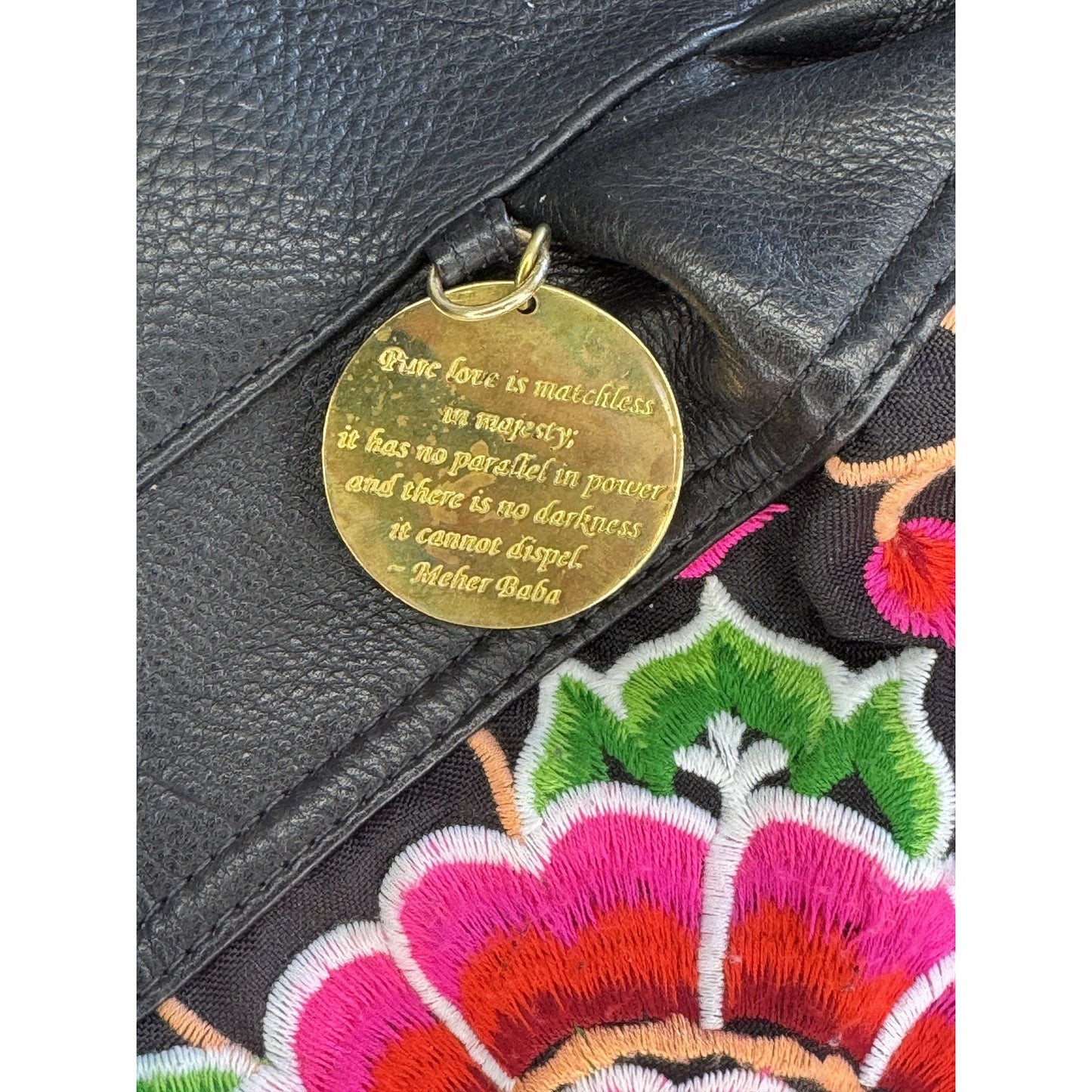 Blumera Embroidered Purse Womens L Black Pink Floral