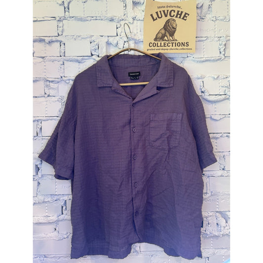 Standard Cloth L Purple Pocket Short Sleeve Button Up