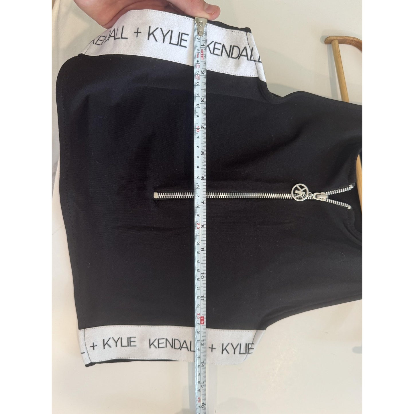 Kendall Kylie Crop Top Womens M Black Zip Front Tank