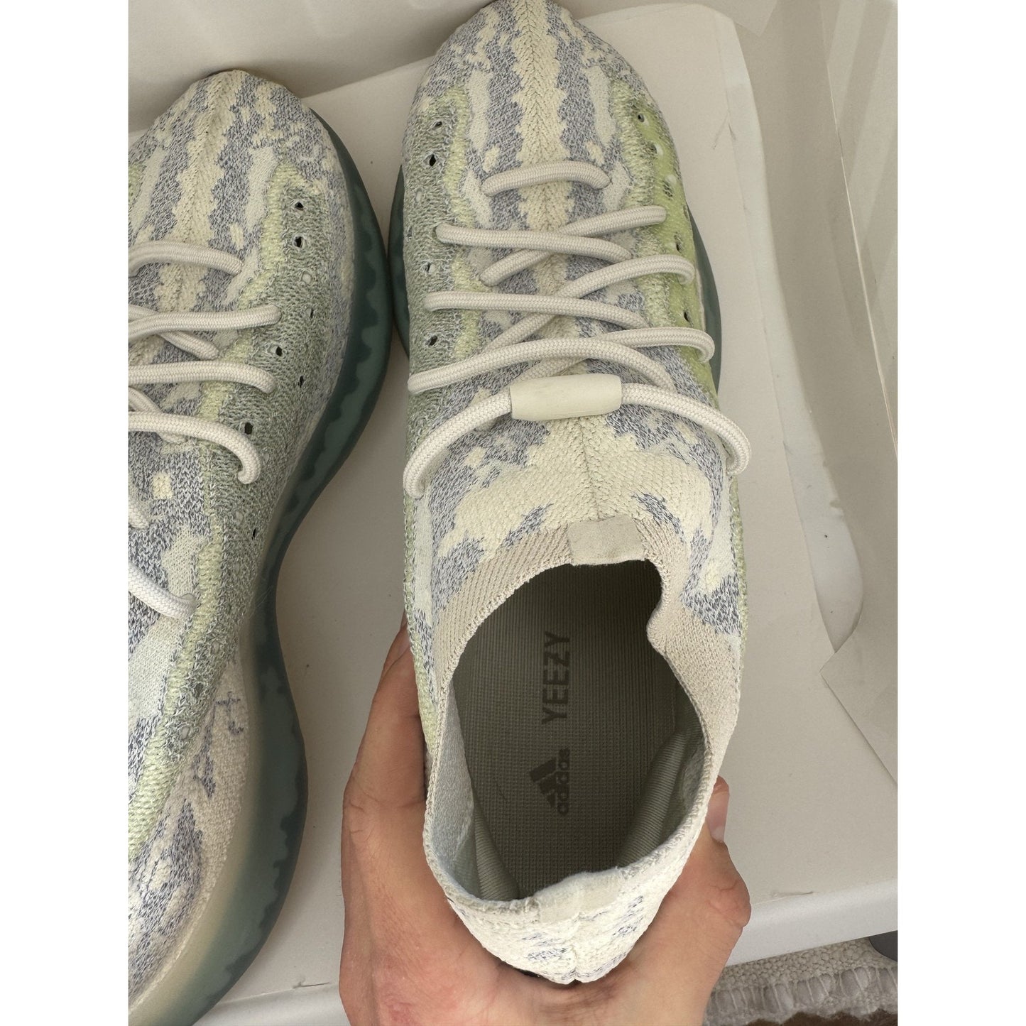Adidas Yeezy Boost 380 Shoes Mens Blue Oat Reflective Knit