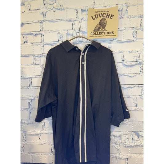 Nike Shirt Mens XL Black Swoosh Striped Polo