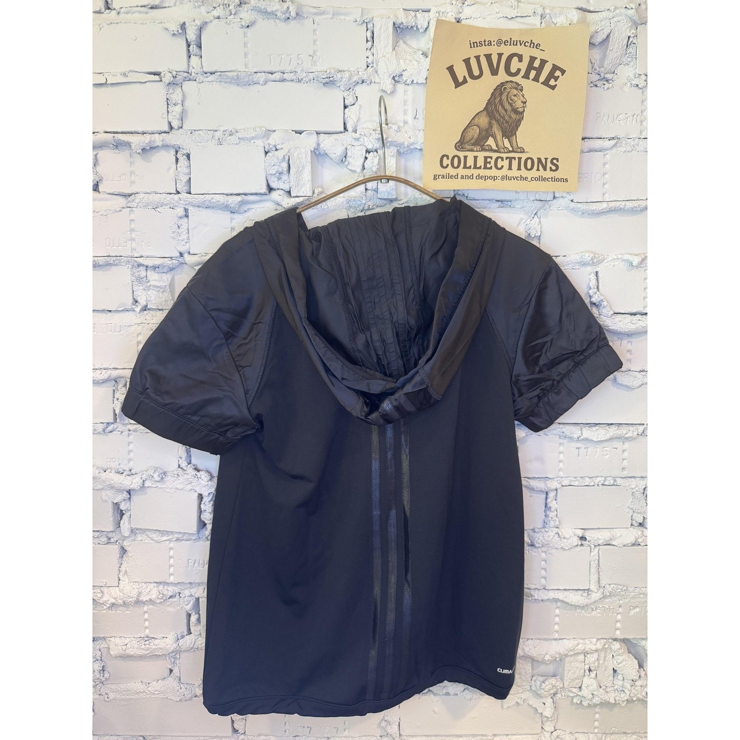 Adidas Womens S Black Hooded Short Sleeve Lightweight Jacket