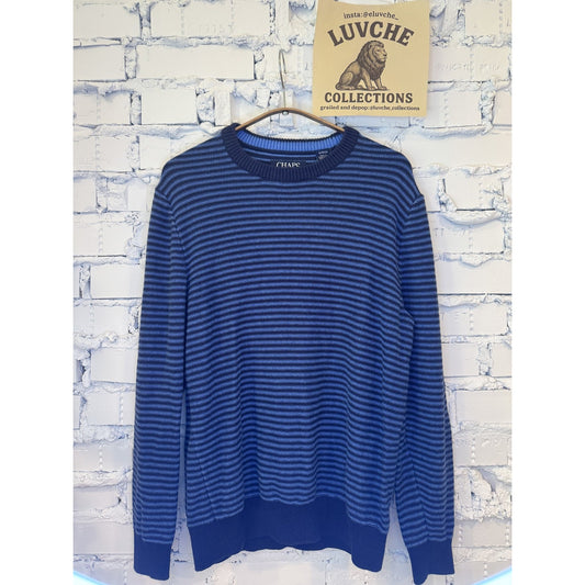 Chaps Sweater Striped Crewneck Pullover Classic Knit