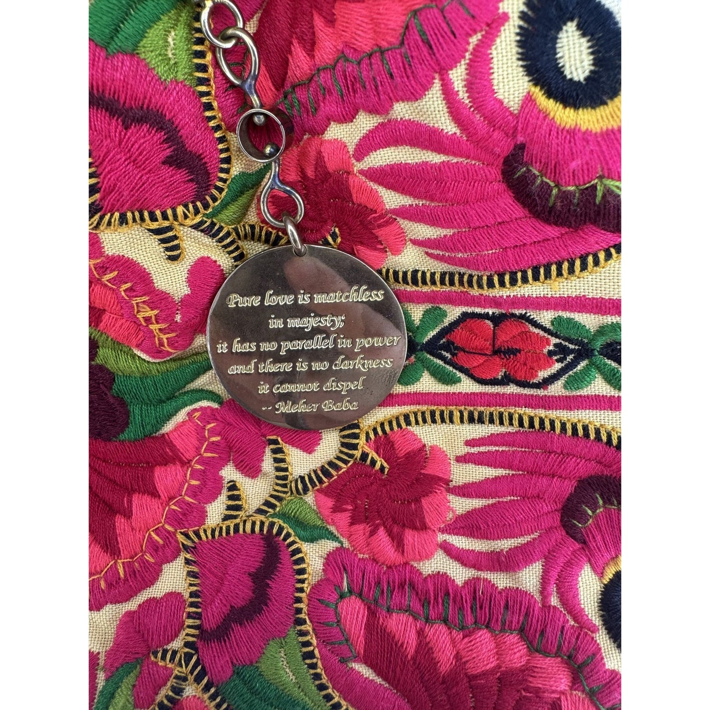 Blumera Clutch Pink Red Embroidered Floral Gold Chain Purse