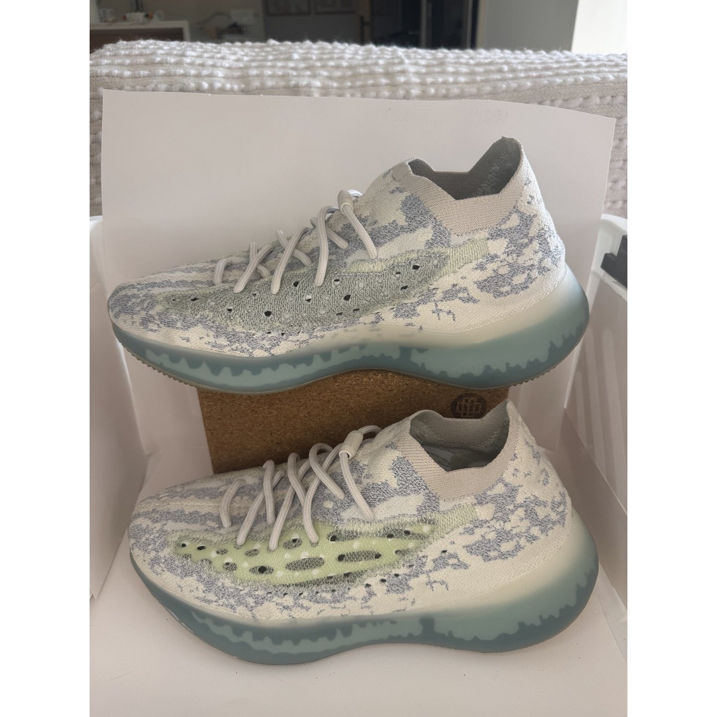 Adidas Yeezy Boost 380 Shoes Mens Blue Oat Reflective Knit