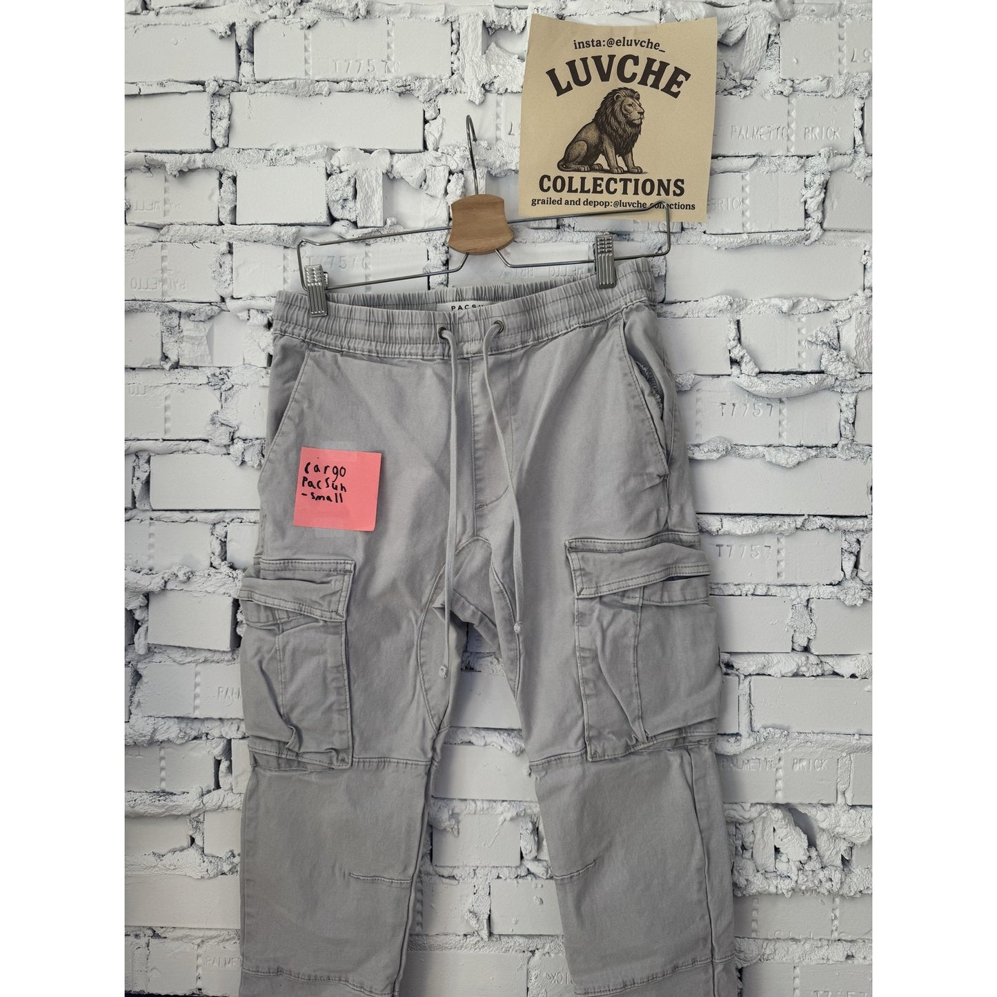 Pacsun Cargo Pants Gray Elastic Waist Drawstring Hem