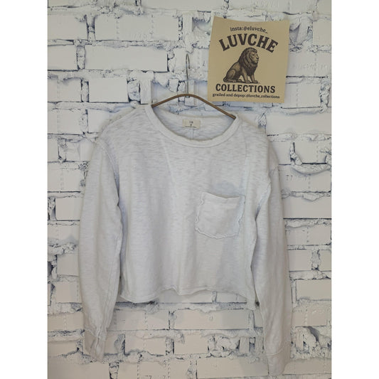 TLA Womens S White Long Sleeve Pocket Pullover